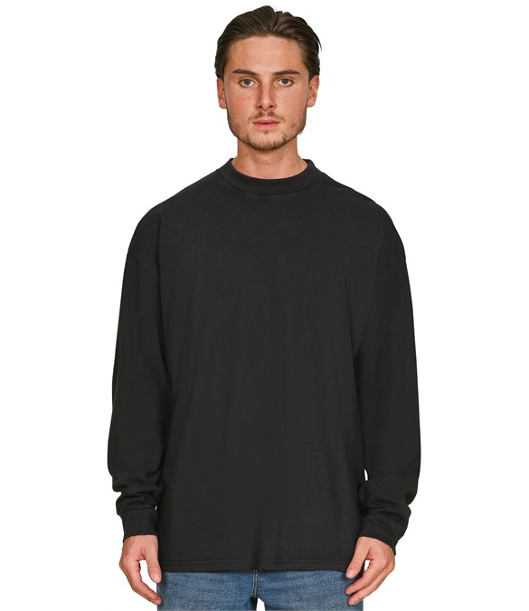 Casual Ringspun Combed 180 Acid Wash Oversize Extended Neck Long Sleeve Tall T