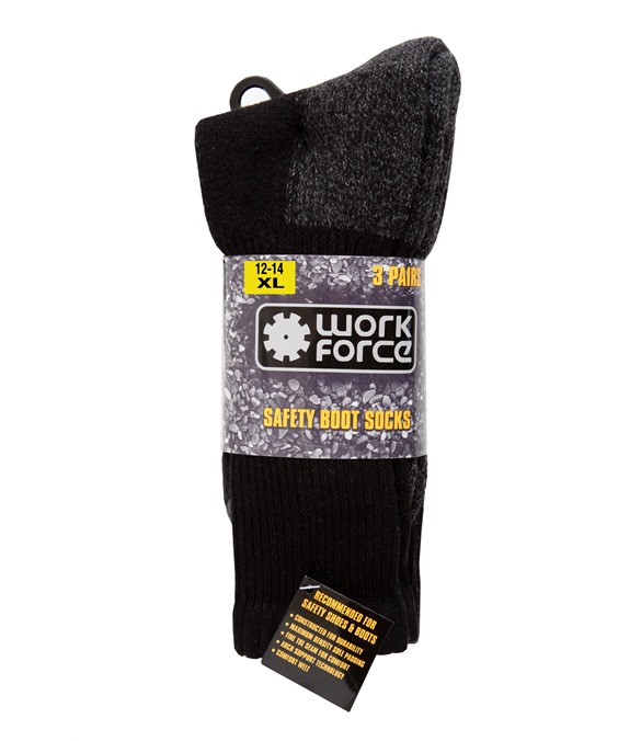 Work Force XL H/Duty Safety Boot 3 Pack Sock
