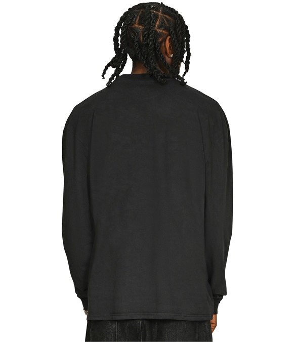 Casual Ringspun Combed 180 Acid Wash Oversize Extended Neck Long Sleeve T