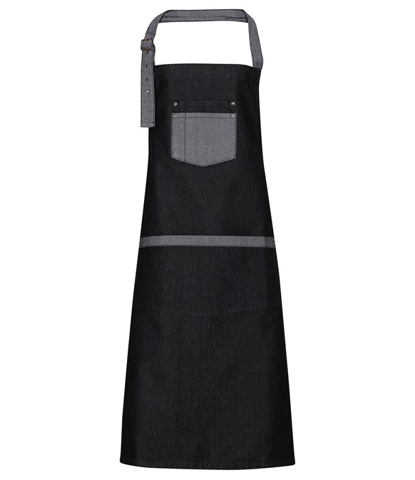 Domain contrast denim bib apron