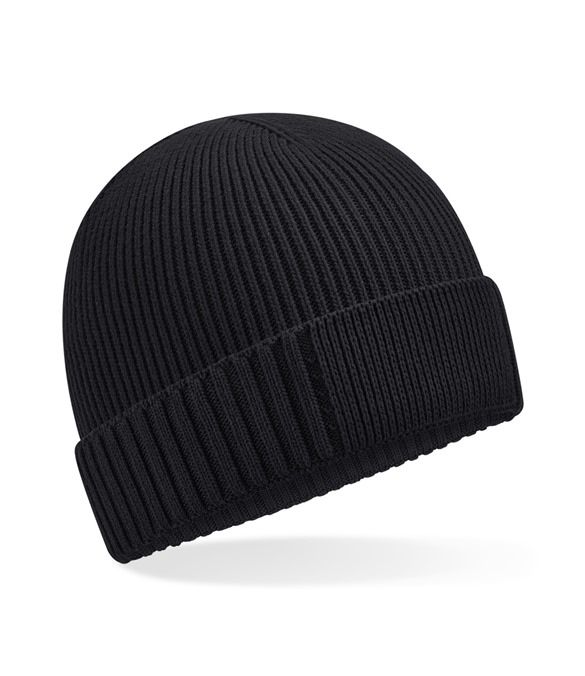Organic cotton engineered patch beanie