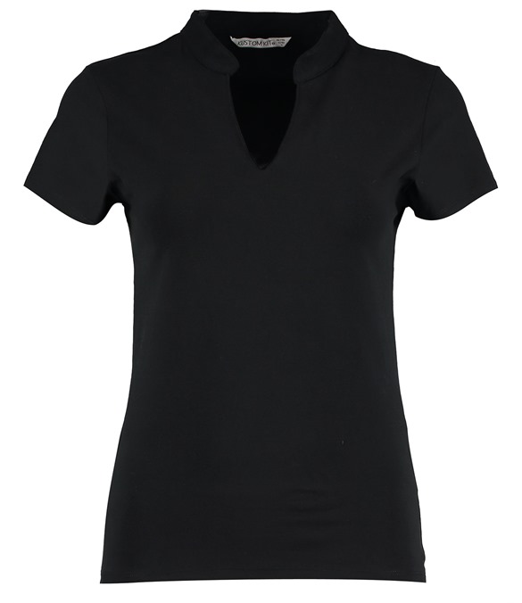 Women&#39;s corporate short-sleeved top v-neck mandarin collar (regular fit)