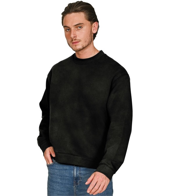 Casual Premium Combed 330 Acid Wash Boxy Oversized Extended Neck Sweatshirt