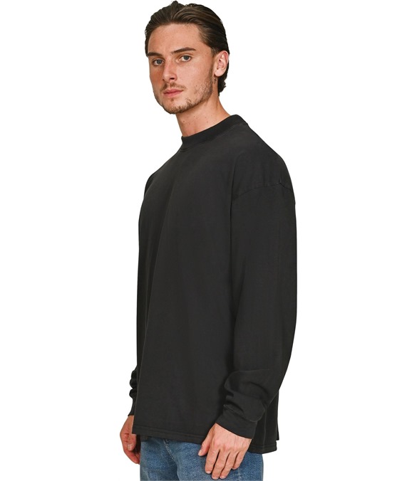 Casual Ringspun Combed 180 Acid Wash Oversize Extended Neck Long Sleeve Tall T