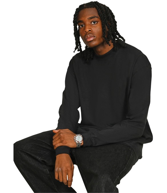 Casual Ringspun Combed 180 Acid Wash Oversize Extended Neck Long Sleeve T