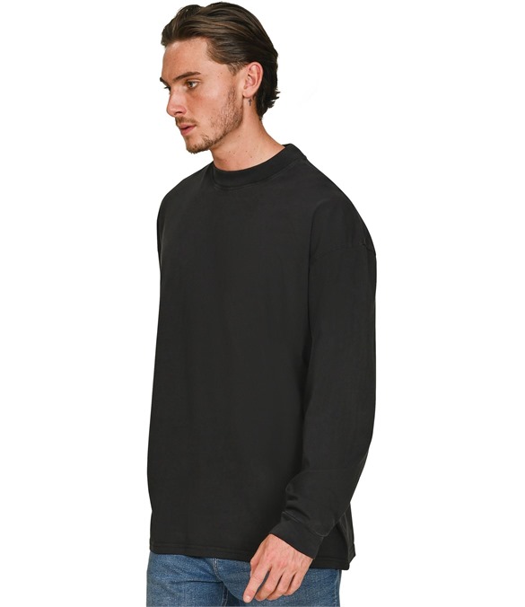 Casual Ringspun Combed 180 Acid Wash Oversize Extended Neck Long Sleeve Tall T