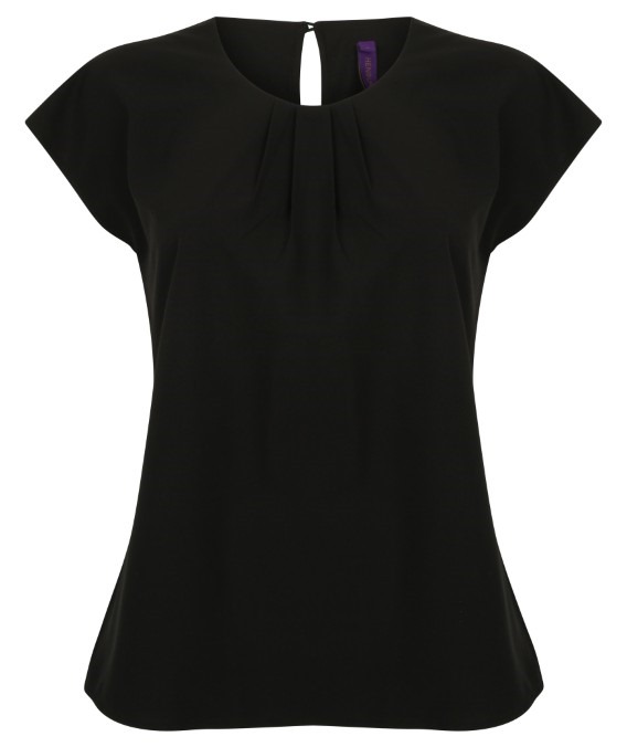 Women&#39;s pleat front short sleeve blouse