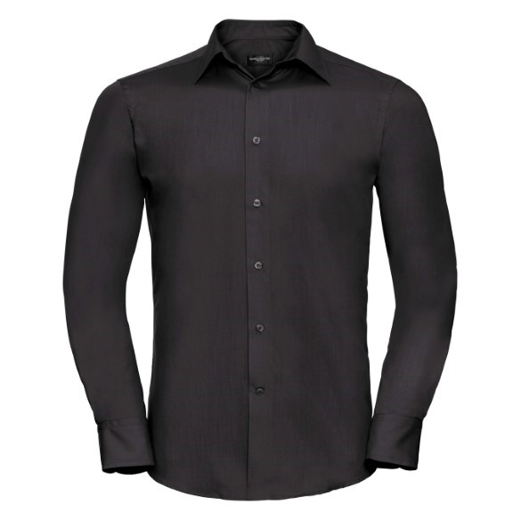 Long sleeve polycotton easycare fitted poplin shirt