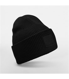 Deep-cuffed tonal patch beanie