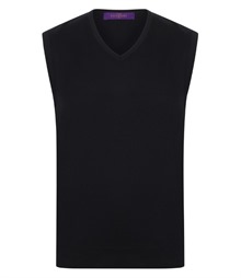 Henbury Lightweight Sleeveless Cotton Acrylic V Neck Sweater