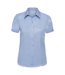 Women's short sleeve herringbone shirt