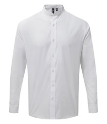 Banded collar grandad long sleeve shirt