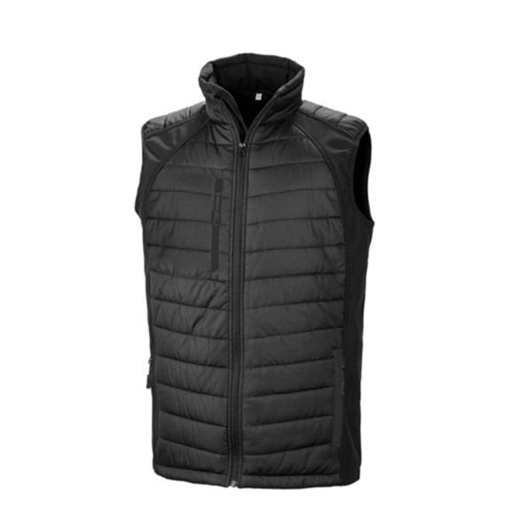 Black compass padded softshell gilet